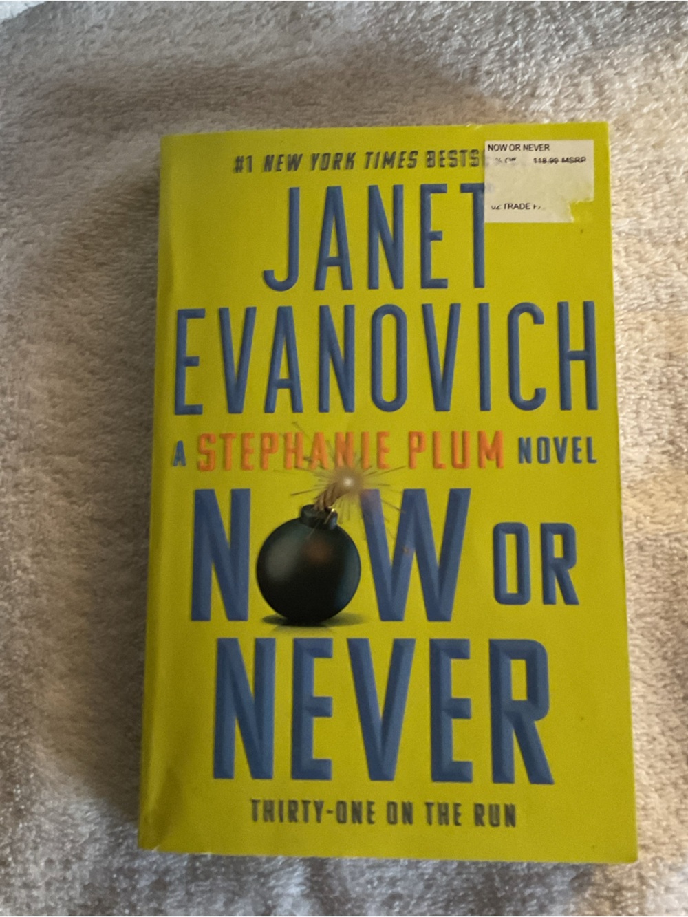 Janet Evanovich "Now or Never" Paperback - Bright Yellow Cover